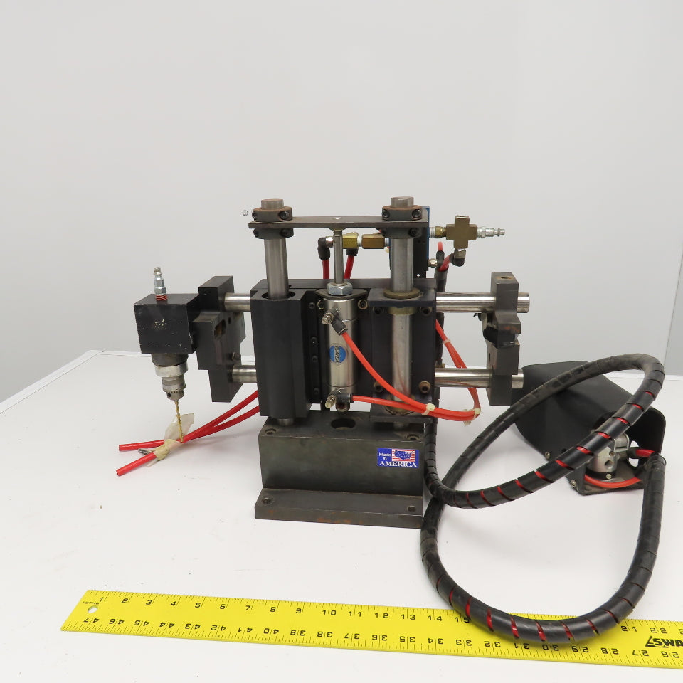 TDL Tool Single Head Pneumatic Drill Unit 3-5/8" Reach 1-5/8" Down Stroke