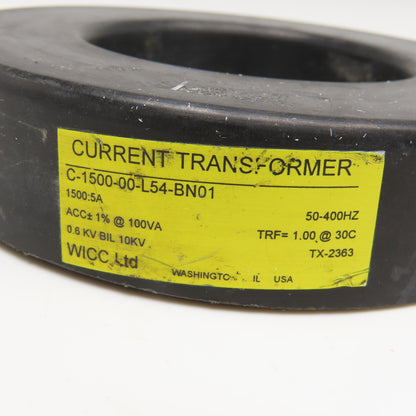 WICC Ltd. C-1500-00-L4-BN01 1500:5A Current Transformer 50-400Hz
