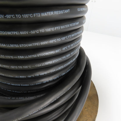 CCI Seoprene 12AWG 3/C Black Strand Copper Wire Water Resistant 600V 116'