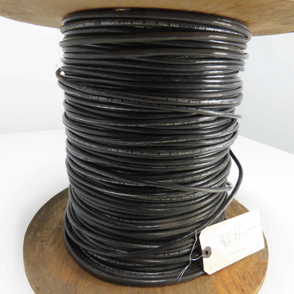 Essex 8AWG MTW/AWM Black Strand Copper Wire 600V 900'