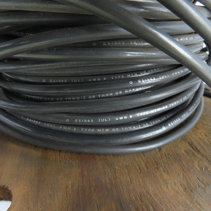 8AWG THHN/THWN/MTW Black Strand Copper Wire 600V 60'