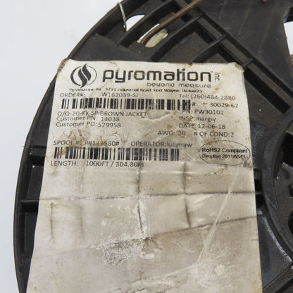 Pyromation K20-2-321 20AWG Thermocouple Wire Brown Solid 2-Wire 8LBS