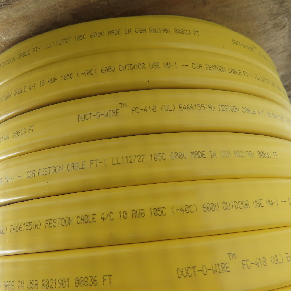 Duct-O-Wire 10AWG 4/C Yellow Stranded Copper Outdoor Flat Wire 600V 165'