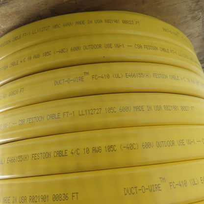 Duct-O-Wire 10AWG 4/C Yellow Stranded Copper Outdoor Flat Wire 600V 165'