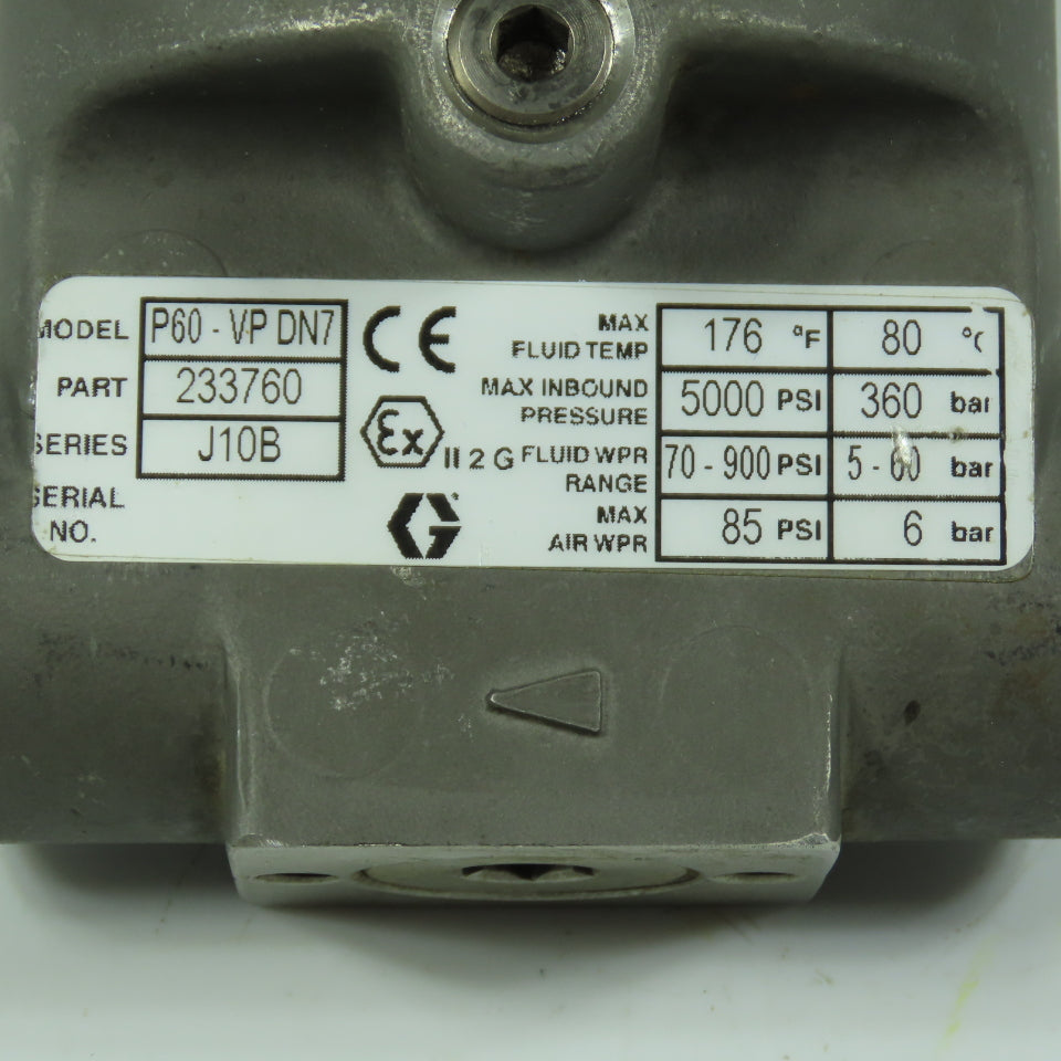 Graco P60-VPDN7 233760 High Pressure Regulator Series J10B