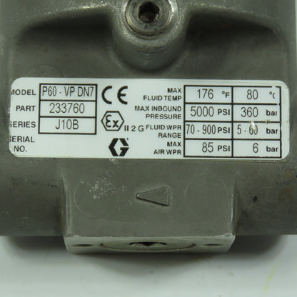 Graco P60-VPDN7 233760 High Pressure Regulator Series J10B