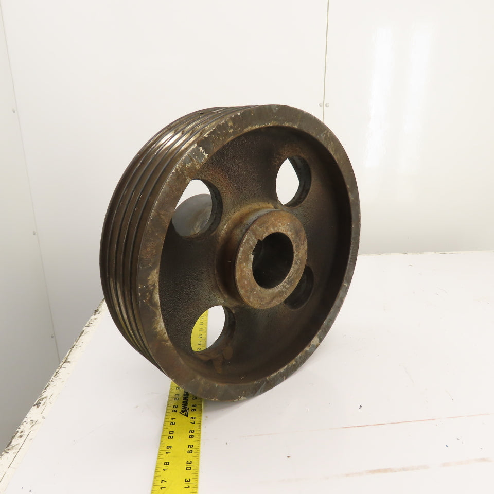 Cast Iron 8V V-Belt Pulley 5 Groove 16" OD 4" Wide 3-1/8" Bore