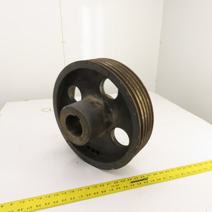 Cast Iron 8V V-Belt Pulley 5 Groove 16" OD 4" Wide 3-1/8" Bore