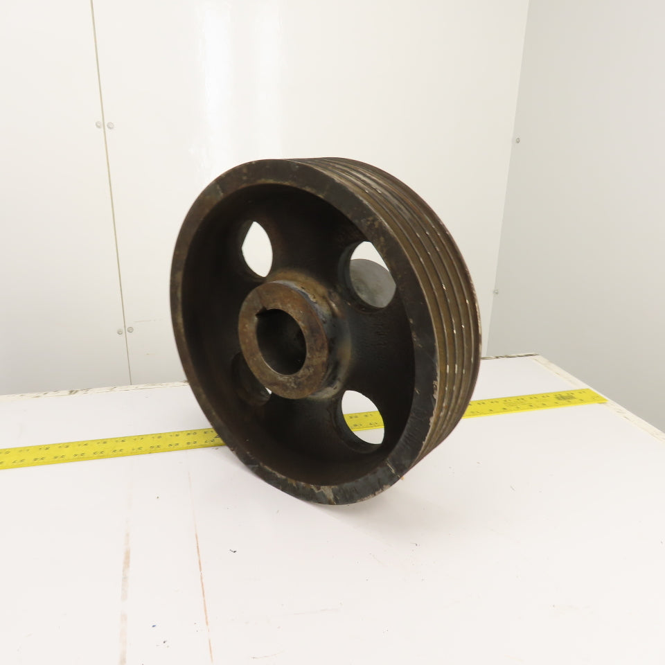 Cast Iron 8V V-Belt Pulley 5 Groove 16" OD 4" Wide 3-1/8" Bore