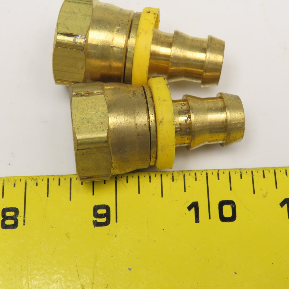 1/2" Hose ID Brass Hose Barb x 5/8" JIC 37° Female Swivel (7/8-14) Lot Of 2