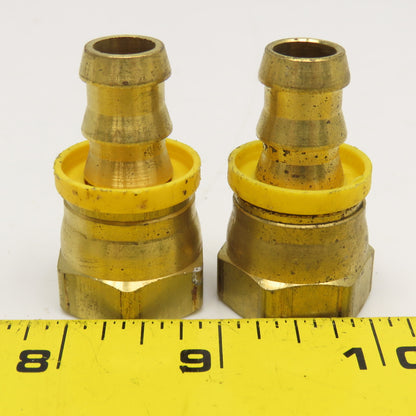 1/2" Hose ID Brass Hose Barb x 5/8" JIC 37° Female Swivel (7/8-14) Lot Of 2