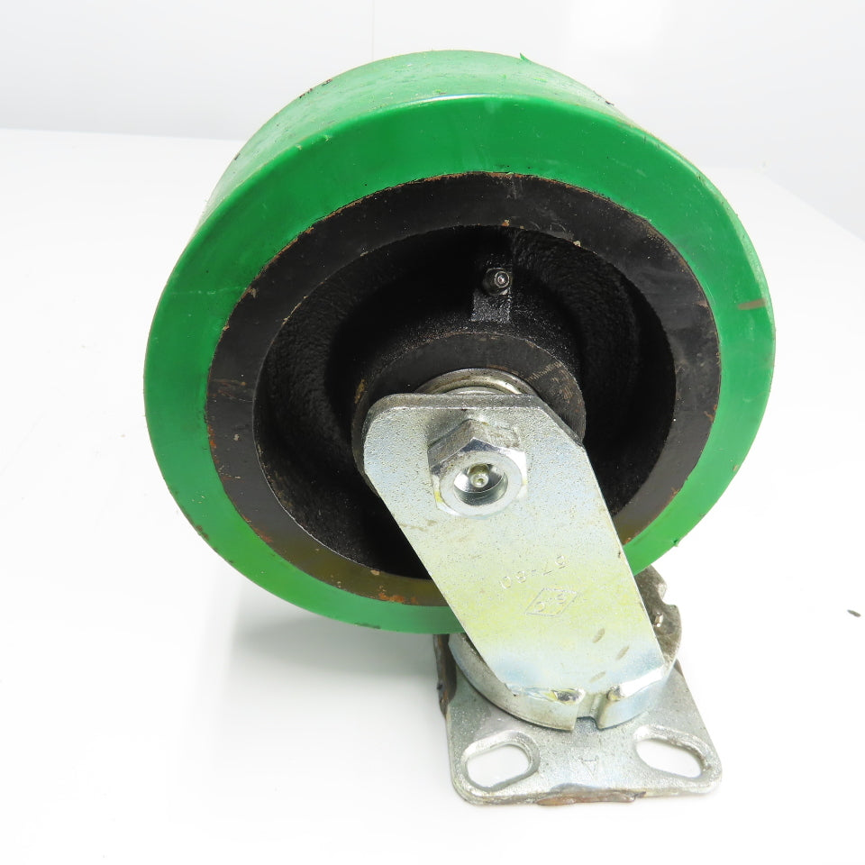 SC 57-80 8" OD x 3" Swivel Top Rubber Over Cast Iron Caster