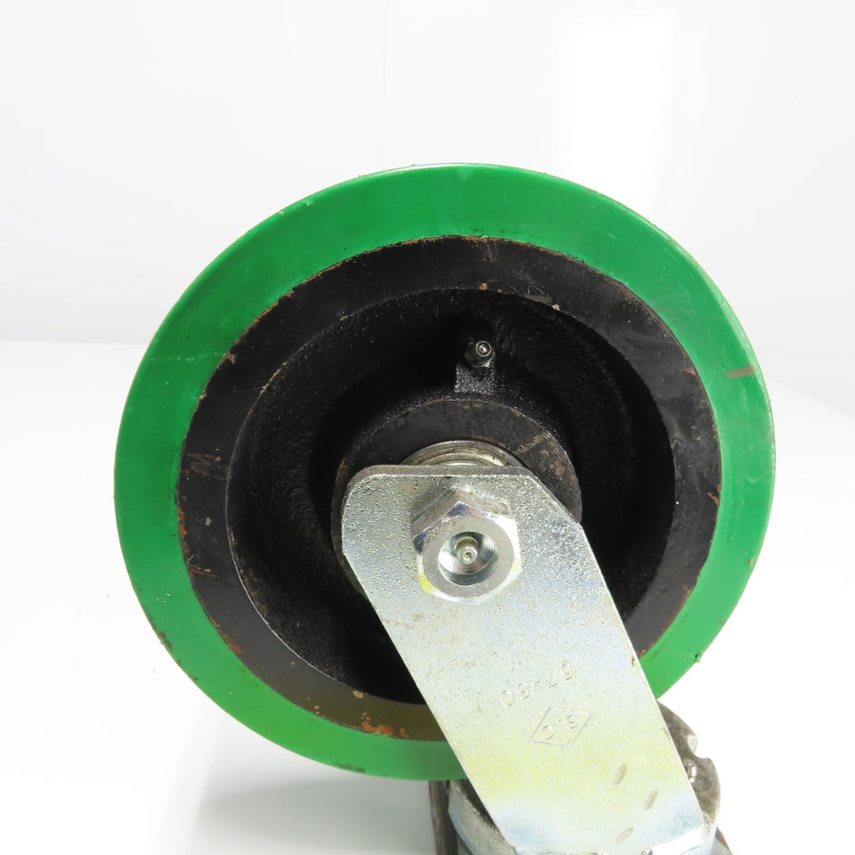 SC 57-80 8" OD x 3" Swivel Top Rubber Over Cast Iron Caster