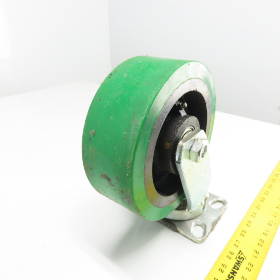 SC 57-80 8" OD x 3" Swivel Top Rubber Over Cast Iron Caster