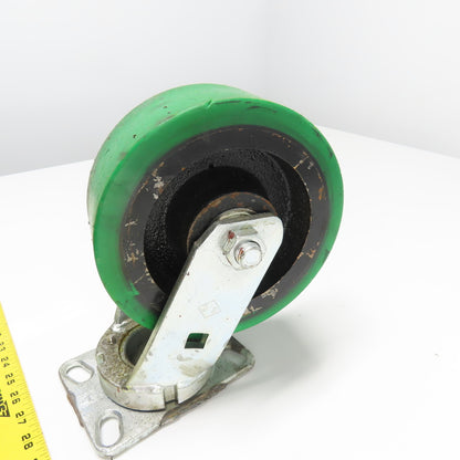 SC 57-80 8" OD x 3" Swivel Top Rubber Over Cast Iron Caster