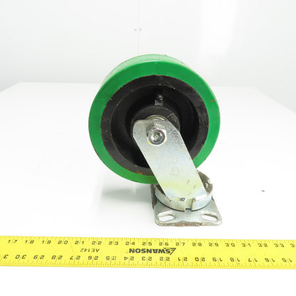 SC 57-80 8" OD x 3" Swivel Top Rubber Over Cast Iron Caster