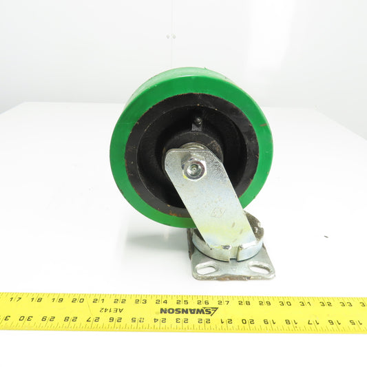 SC 57-80 8" OD x 3" Swivel Top Rubber Over Cast Iron Caster