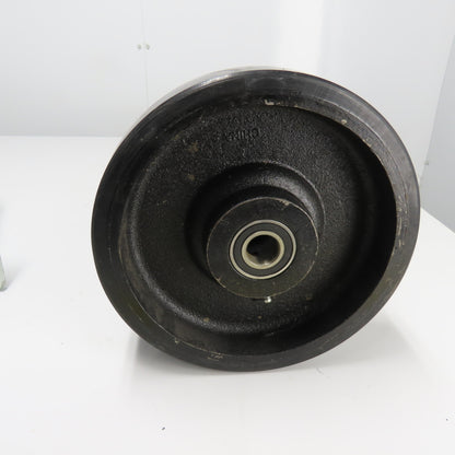 SC 61-80 8" OD x 3" Swivel Top Rubber Over Cast Iron Caster