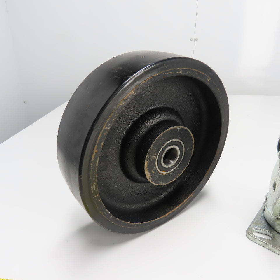 SC 57-80 8" OD x 3" Swivel Top Rubber Over Cast Iron Caster