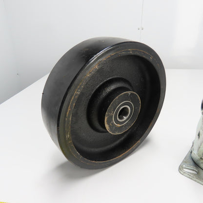 SC 57-80 8" OD x 3" Swivel Top Rubber Over Cast Iron Caster