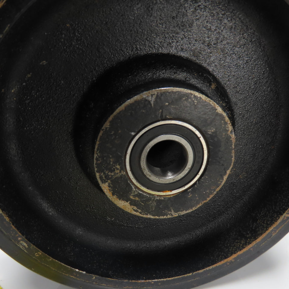 SC 57-80 8" OD x 3" Swivel Top Rubber Over Cast Iron Caster