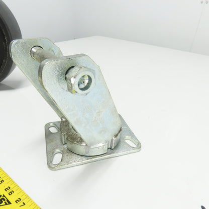 SC 57-80 8" OD x 3" Swivel Top Rubber Over Cast Iron Caster