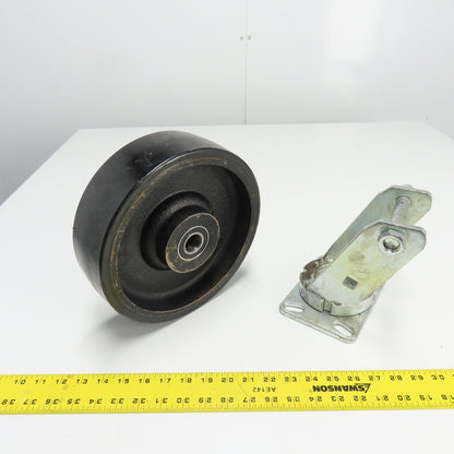 SC 57-80 8" OD x 3" Swivel Top Rubber Over Cast Iron Caster