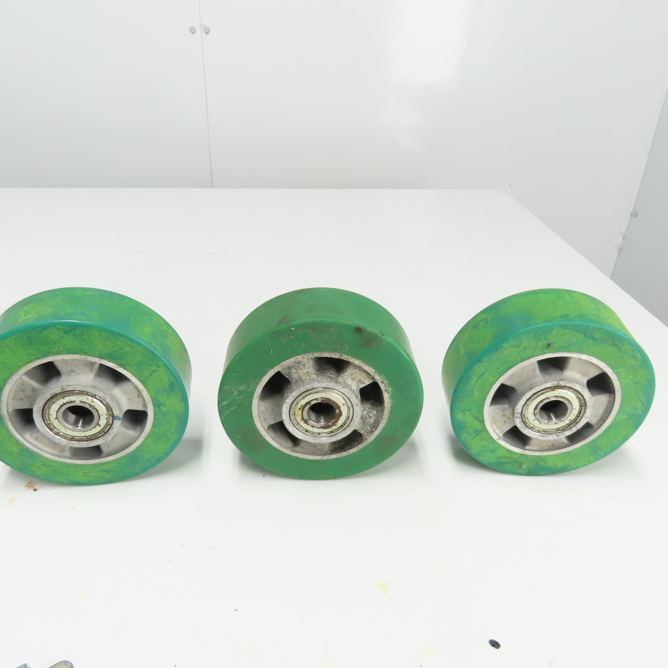 6" OD x 2" Swivel Top Rubber Over Cast Iron Caster Lot Of 3