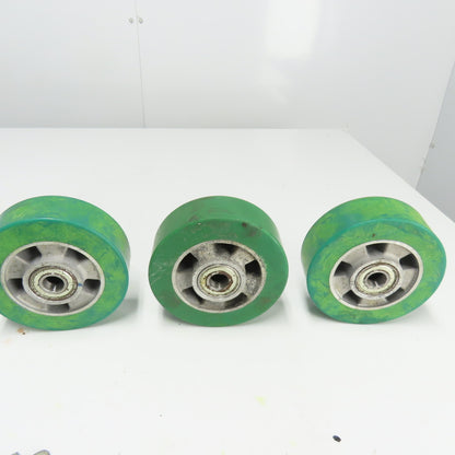 6" OD x 2" Swivel Top Rubber Over Cast Iron Caster Lot Of 3