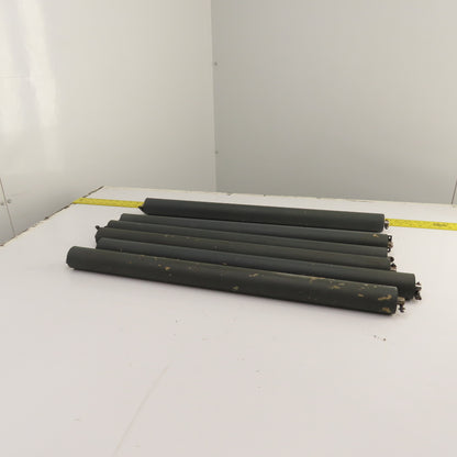 50mm OD x 689mm Rubber Clad Gravity Conveyor Roller 27.5" BF 15mm Shaft Lot/6
