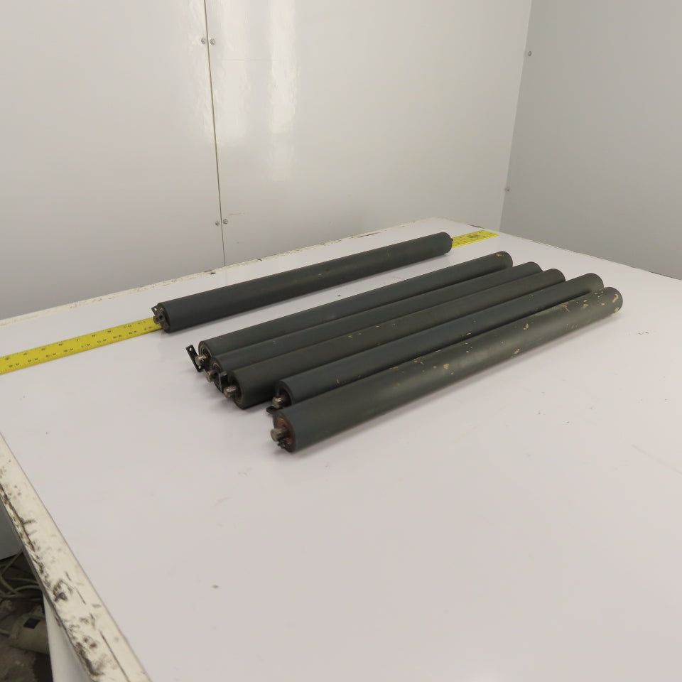 50mm OD x 689mm Rubber Clad Gravity Conveyor Roller 27.5" BF 15mm Shaft Lot/6