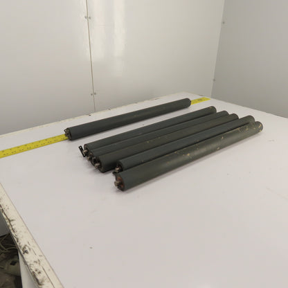 50mm OD x 689mm Rubber Clad Gravity Conveyor Roller 27.5" BF 15mm Shaft Lot/6