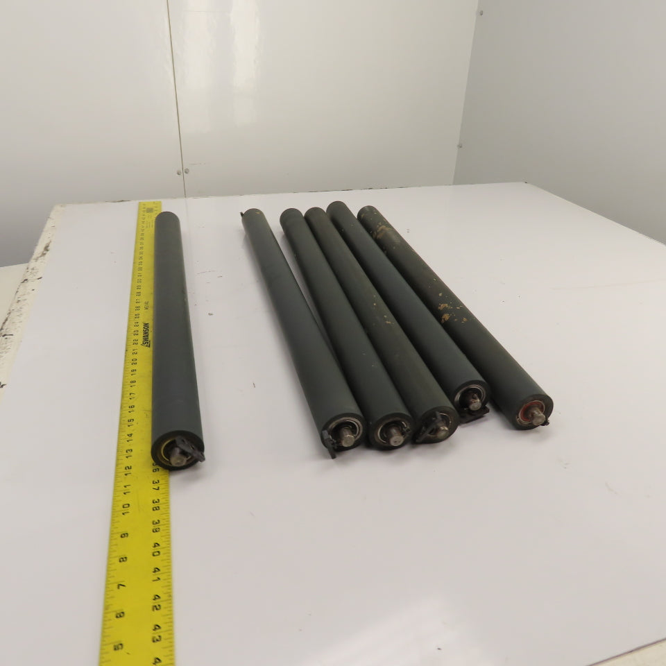 50mm OD x 689mm Rubber Clad Gravity Conveyor Roller 27.5" BF 15mm Shaft Lot/6