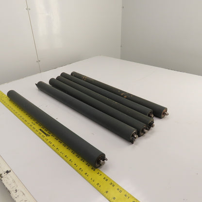 50mm OD x 689mm Rubber Clad Gravity Conveyor Roller 27.5" BF 15mm Shaft Lot/6