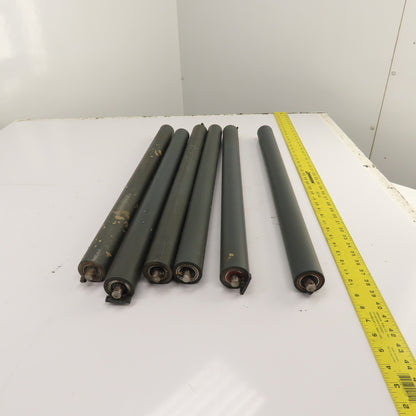 50mm OD x 689mm Rubber Clad Gravity Conveyor Roller 27.5" BF 15mm Shaft Lot/6