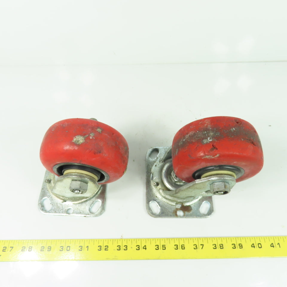4" OD x 2" Swivel Top Mount Rubber Caster 5-1/2" Tall Lot Of 2
