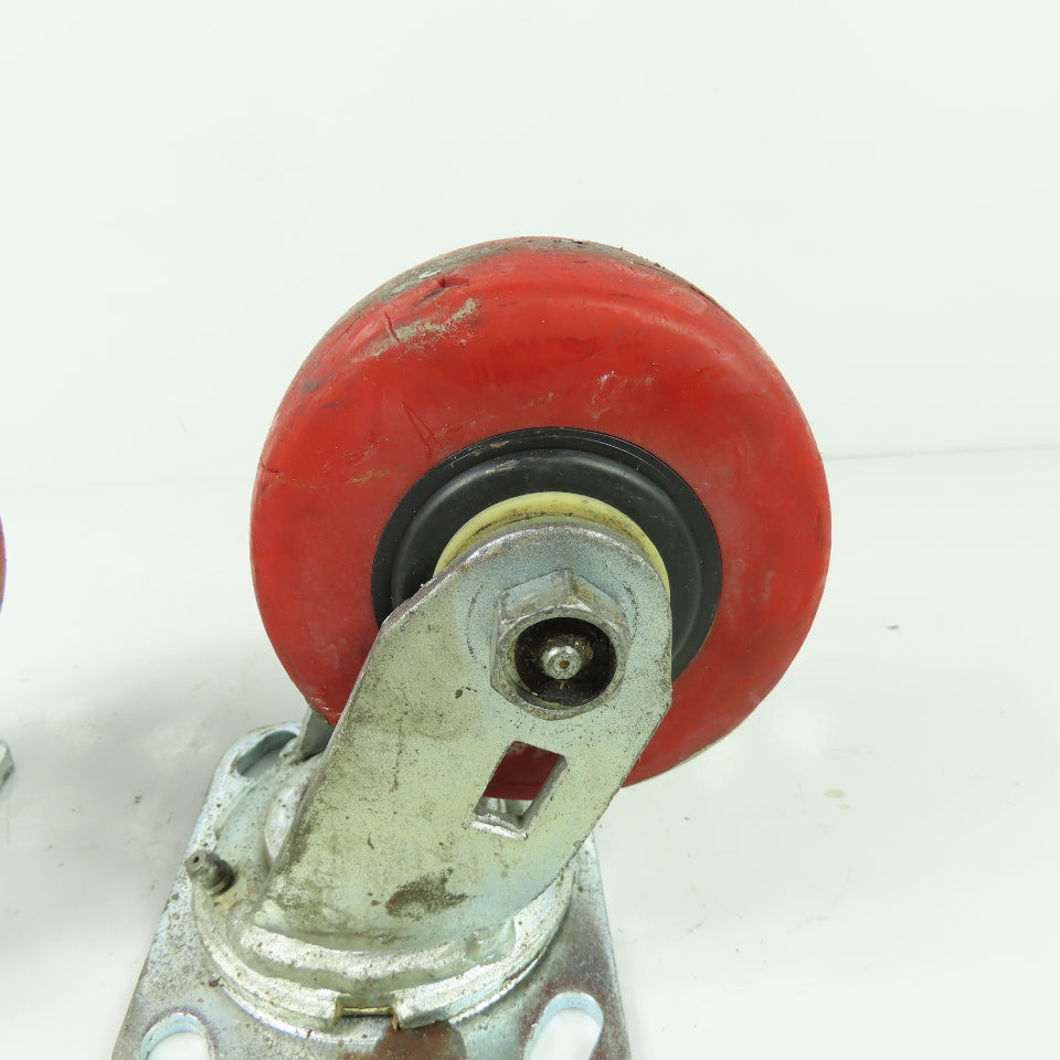 4" OD x 2" Swivel Top Mount Rubber Caster 5-1/2" Tall Lot Of 2