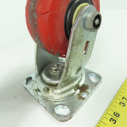 4" OD x 2" Swivel Top Mount Rubber Caster 5-1/2" Tall Lot Of 2
