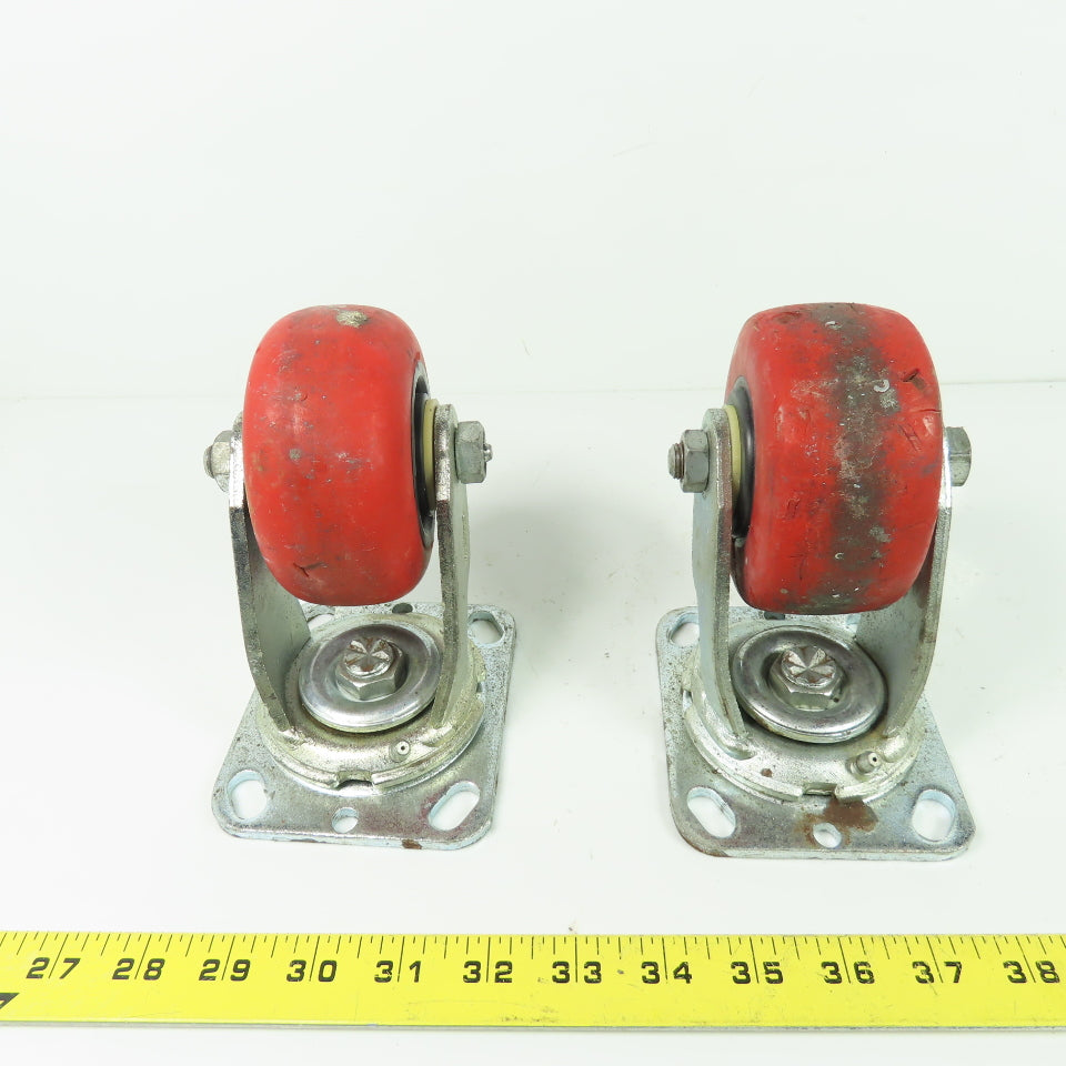 4" OD x 2" Swivel Top Mount Rubber Caster 5-1/2" Tall Lot Of 2