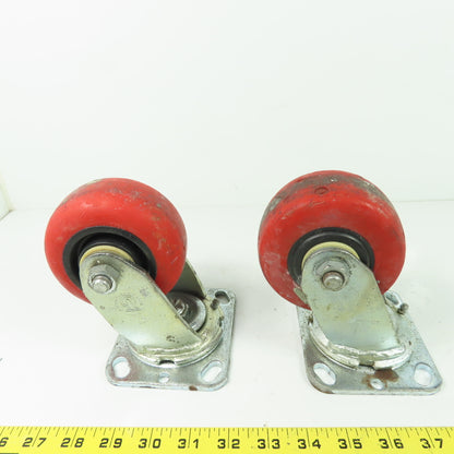 4" OD x 2" Swivel Top Mount Rubber Caster 5-1/2" Tall Lot Of 2