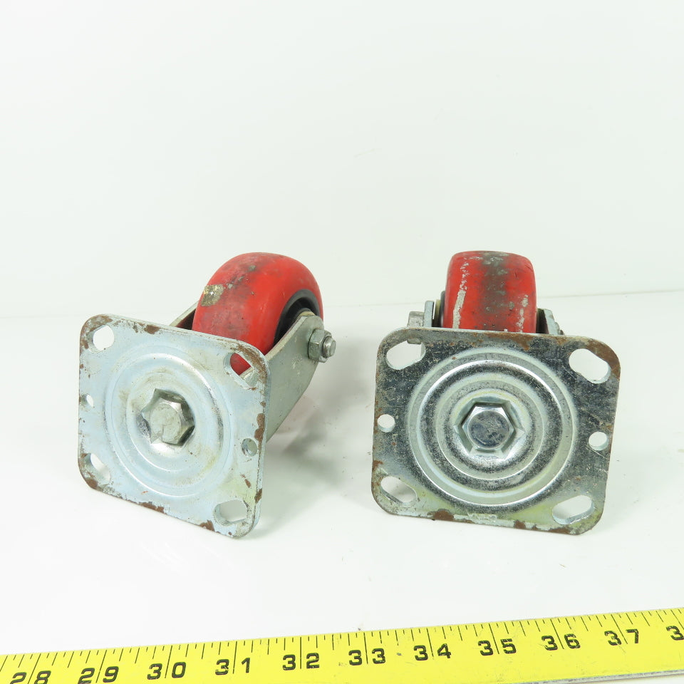 4" OD x 2" Swivel Top Mount Rubber Caster 5-1/2" Tall Lot Of 2