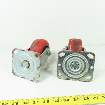 4" OD x 2" Swivel Top Mount Rubber Caster 5-1/2" Tall Lot Of 2