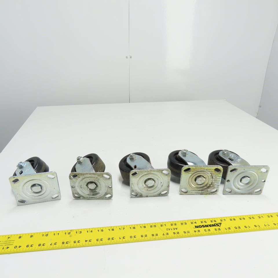 4" OD x 2" Swivel Top Mount Caster 5-1/2" Tall Lot Of 5