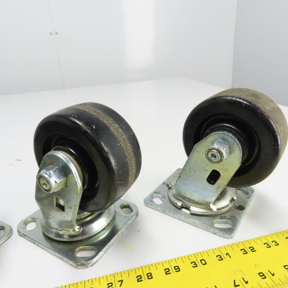 4" OD x 2" Swivel Top Mount Caster 5-1/2" Tall Lot Of 5
