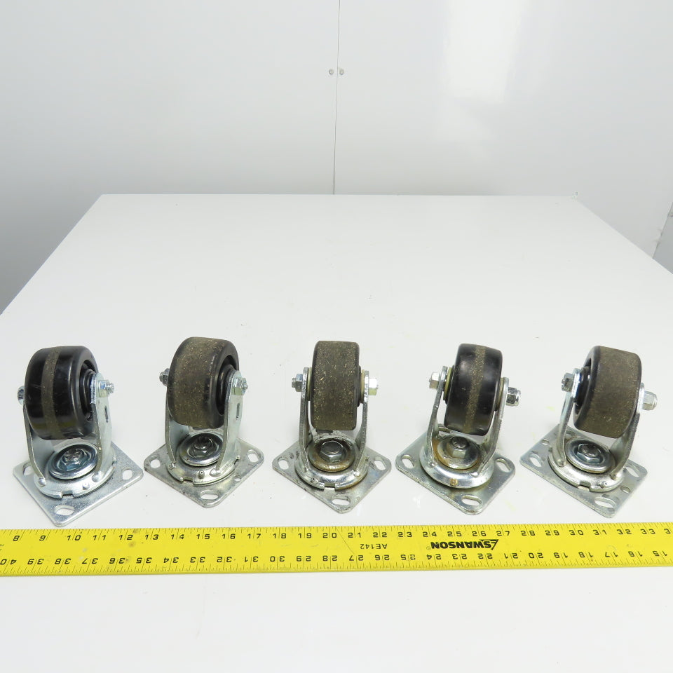 4" OD x 2" Swivel Top Mount Caster 5-1/2" Tall Lot Of 5