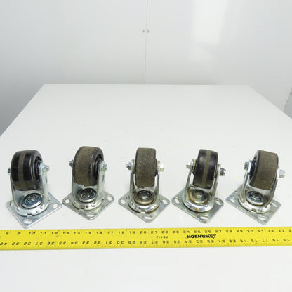 4" OD x 2" Swivel Top Mount Caster 5-1/2" Tall Lot Of 5