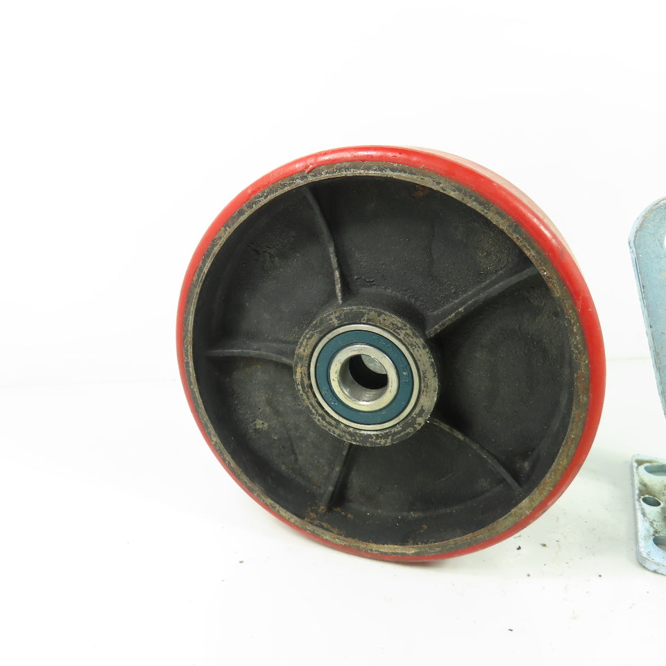 7" OD x 2" Swivel Top Mount Rubber Over Cast Iron Caster