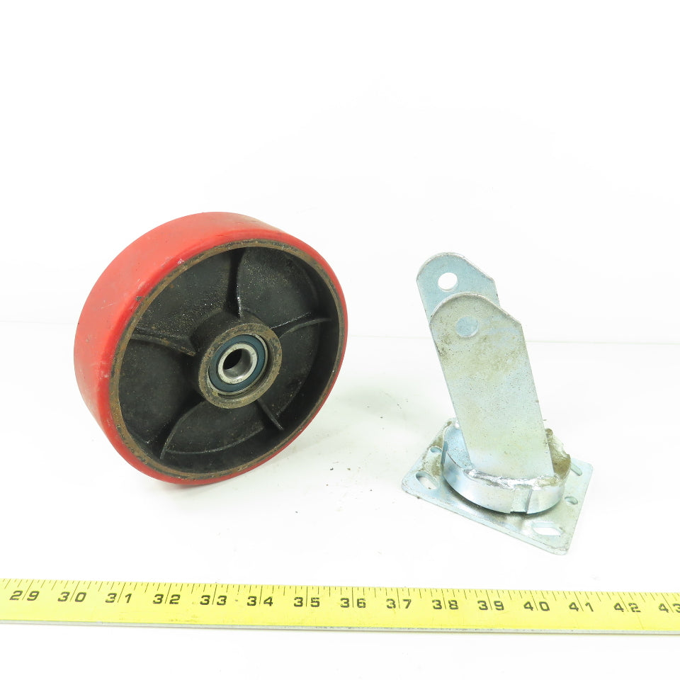 7" OD x 2" Swivel Top Mount Rubber Over Cast Iron Caster