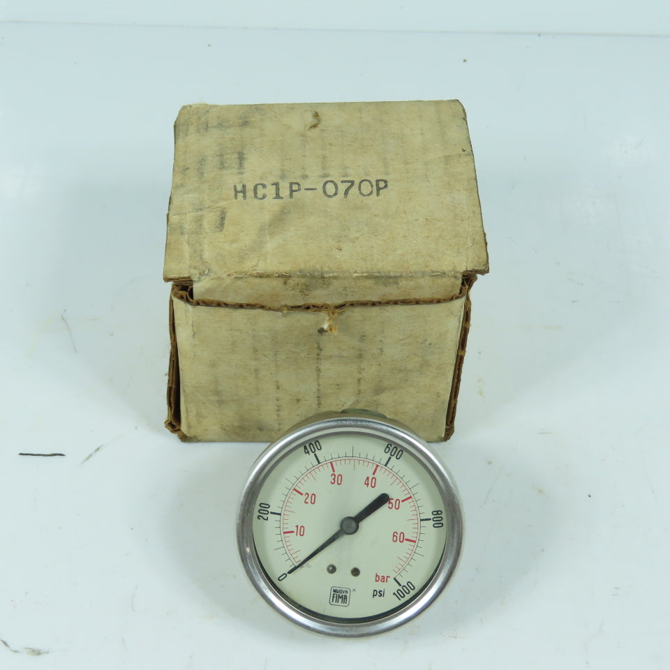 Nuova FIMA 2-1/4" Stainless Pressure Gauge 0-1000PSI 0-68.9 Bar