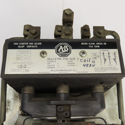 Allen-Bradley 709F0A74A Bulletin 709 Size 5 Motor Starter 60HP 220V 3Ph 480VCoil